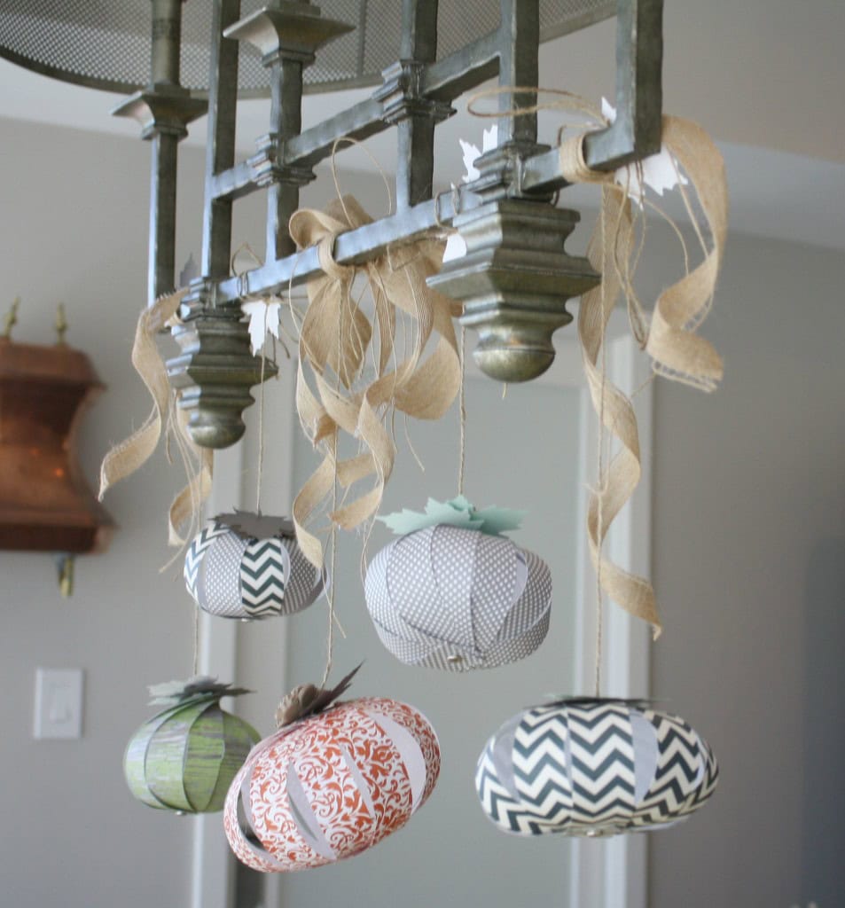 hanging paper pumpkins at My French Twist