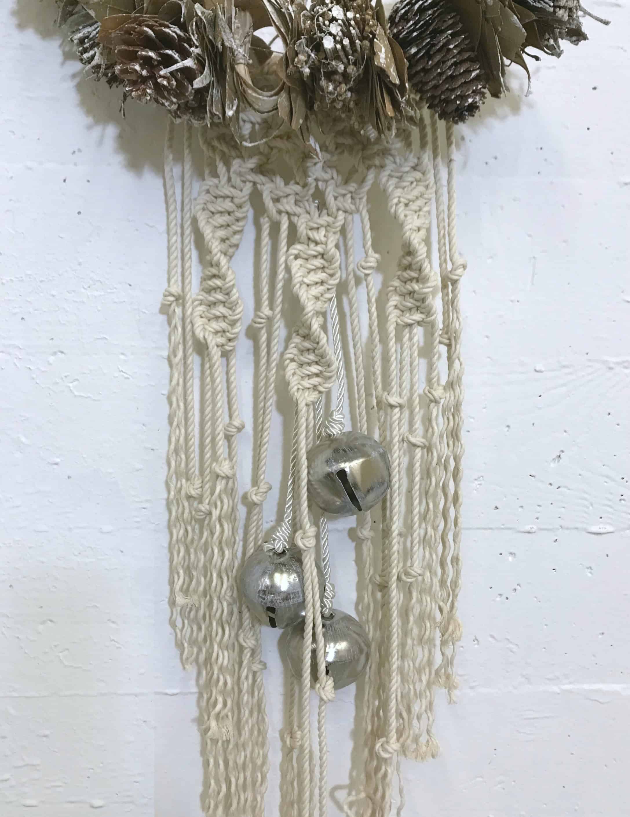 handmade christmas macrame wreath with bells