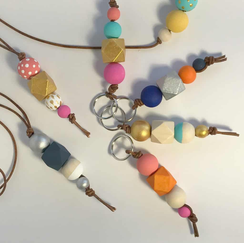wooden bead key chains