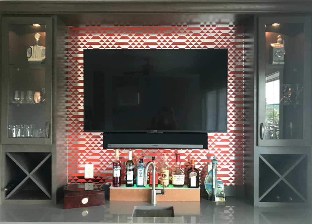 wallpapered accent wall