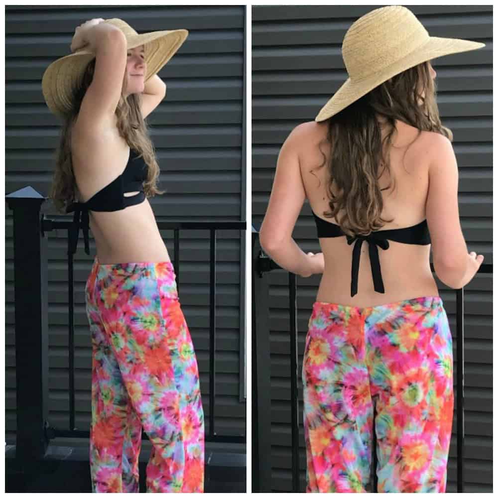 model in tie dye beach pants