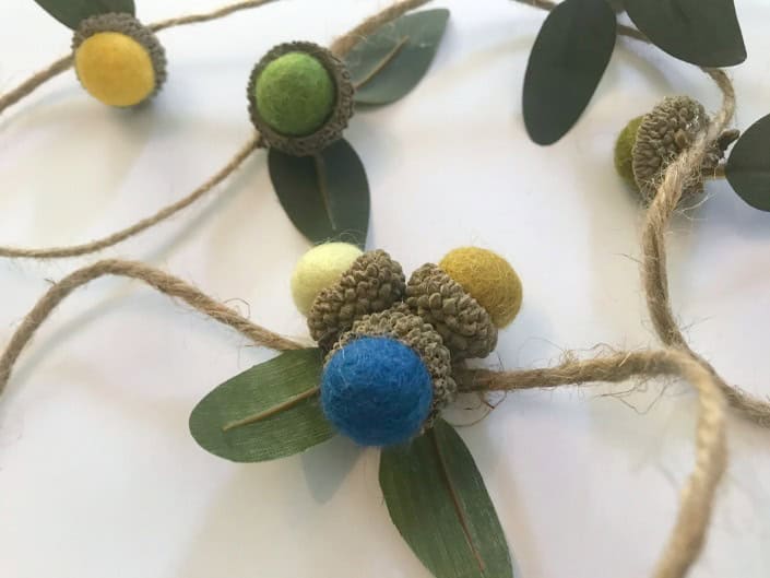 felt acorns on twine