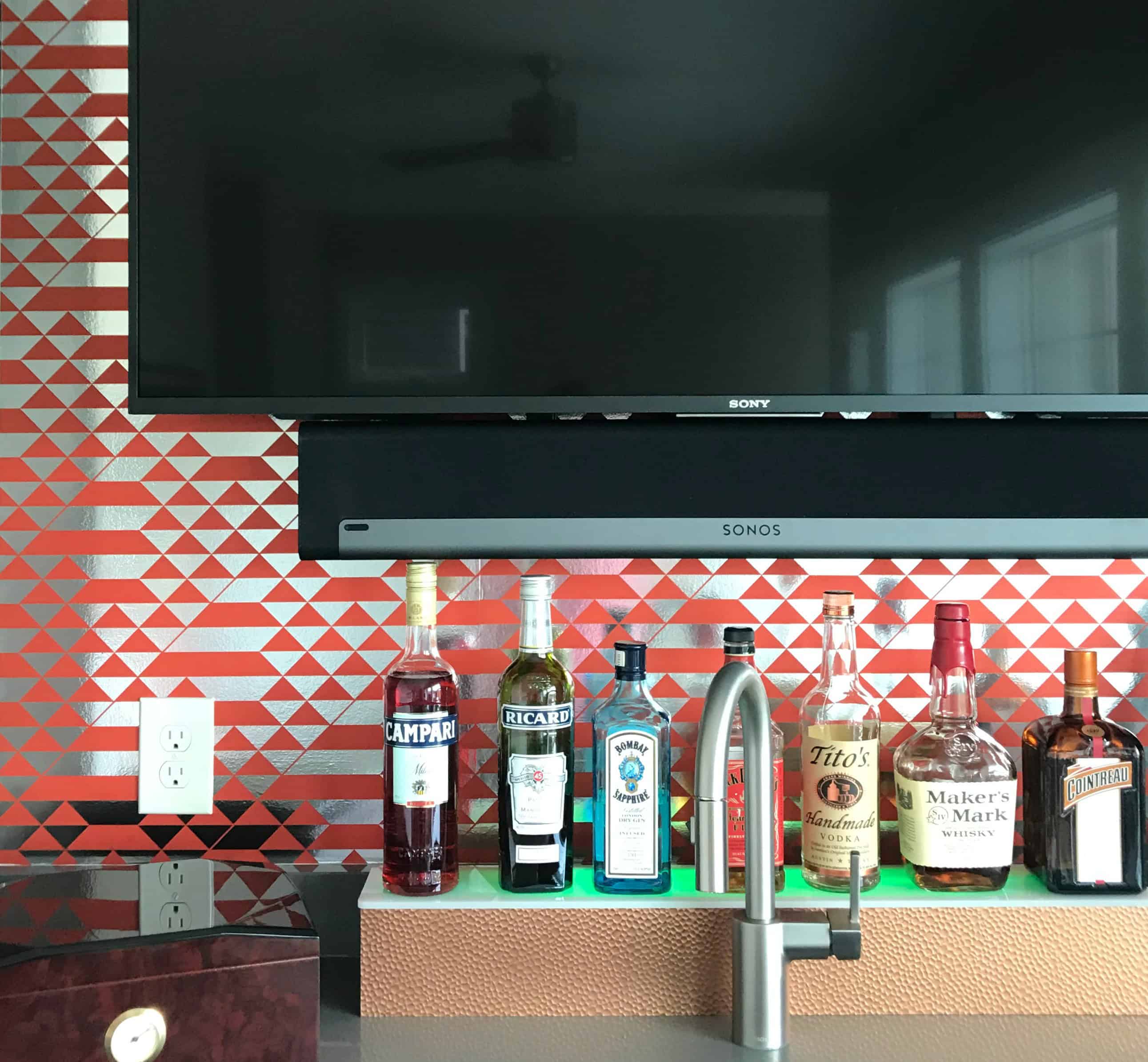 wallpapered accent wall
