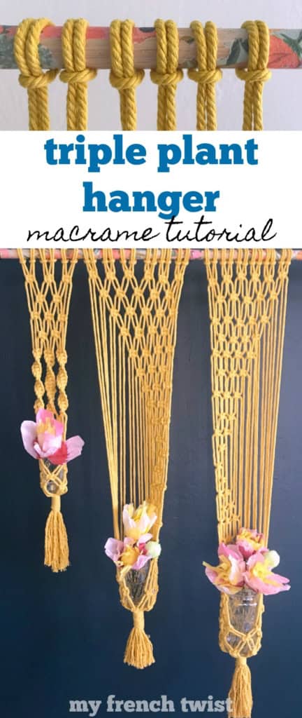 macrame triple plant hanger - My French Twist
