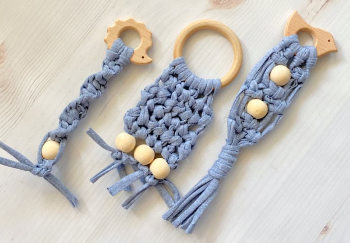 homemade macramé teething rings - My French Twist