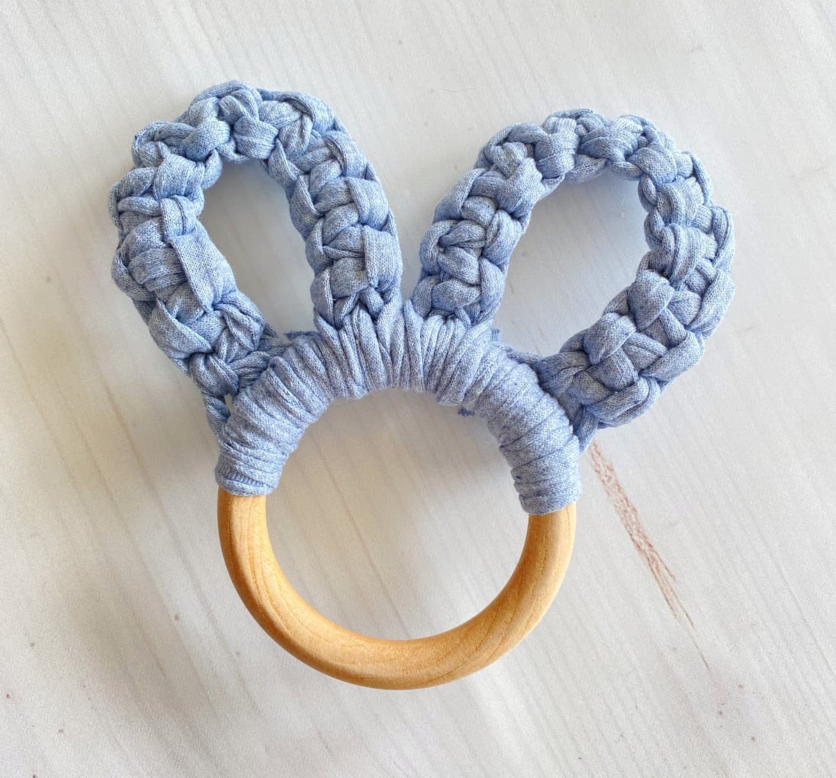 macrame bunny ears teething ring - My French Twist