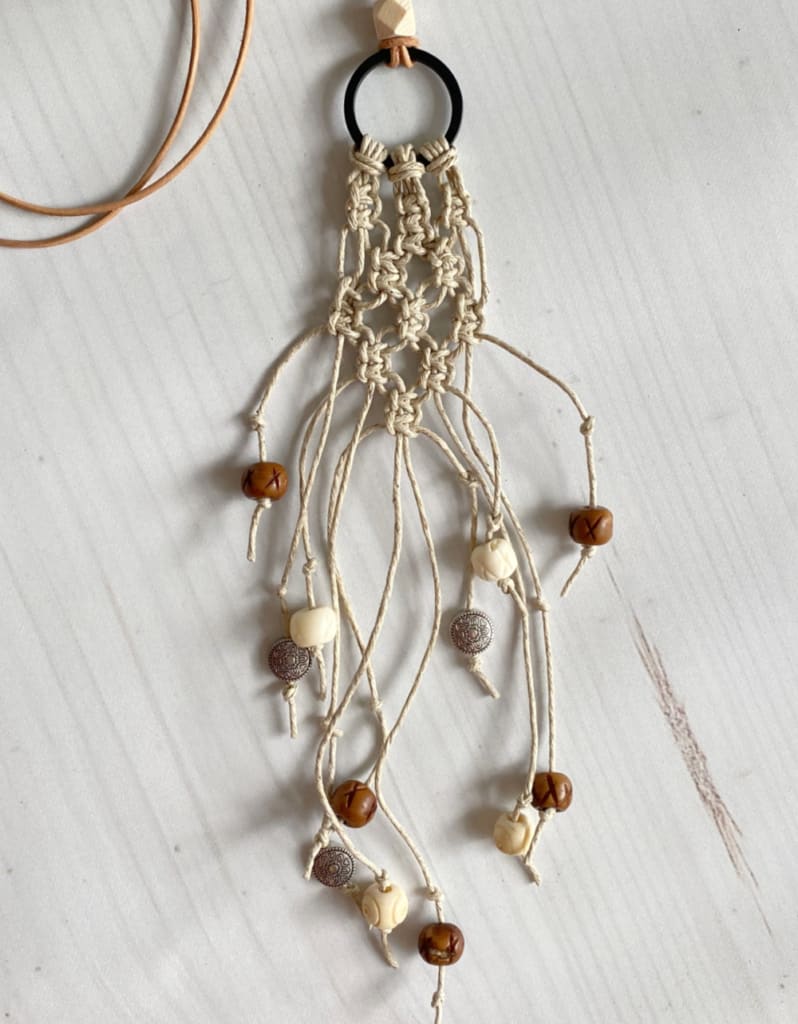 Amazon.com: Round Moonstone micro macrame ethnic necklace with brass beads  : Handmade Products