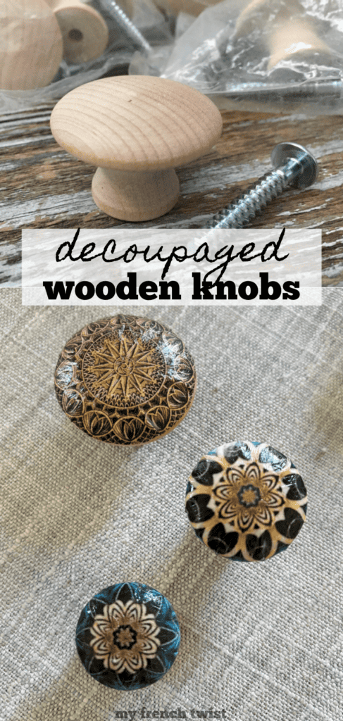 decoupaged wooden knob