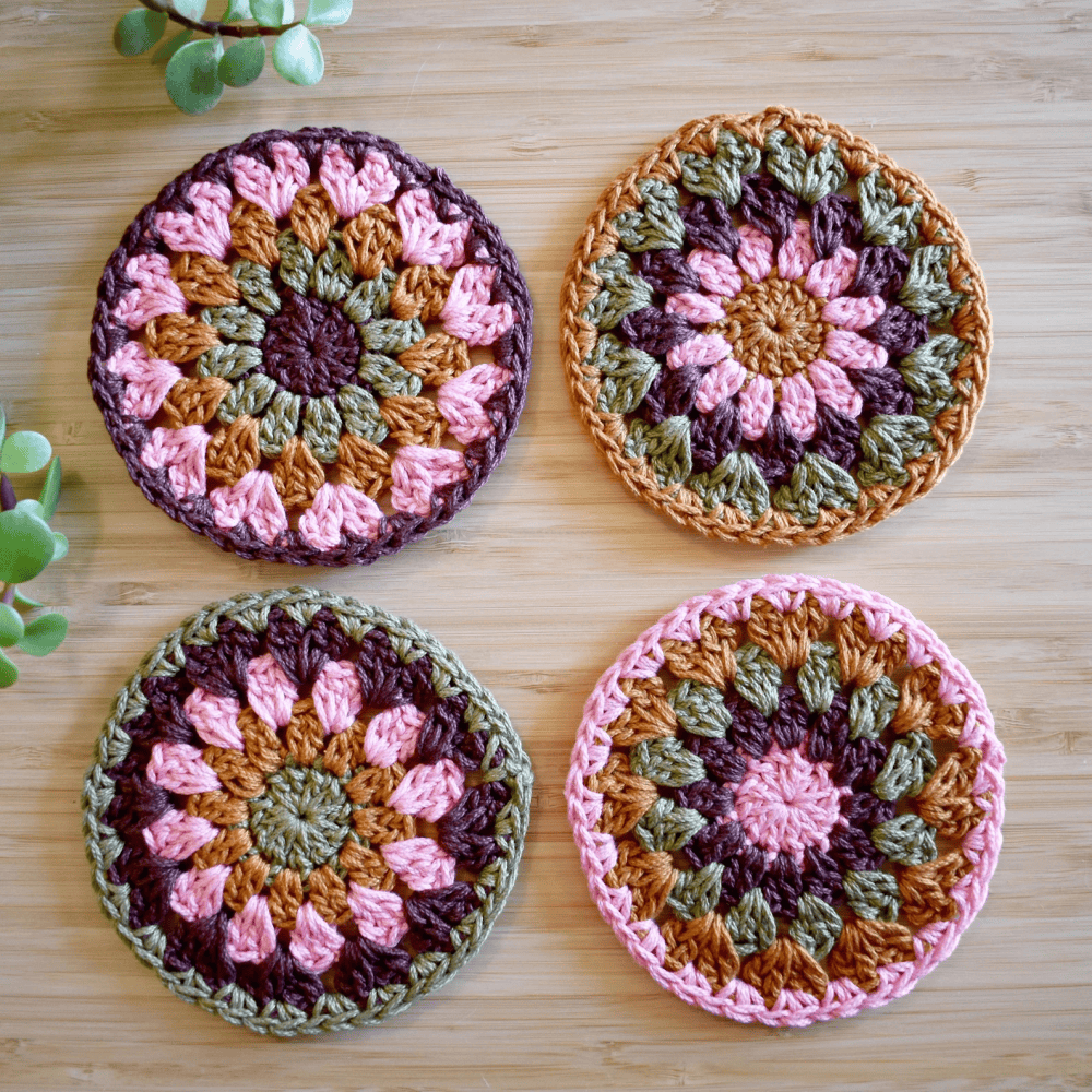 crocheted drink coasters